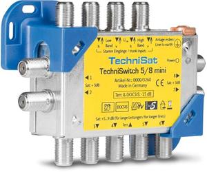 TechniSat TECHNISWITCH 5/8 Mini - Multiconmutador, Distribuidor de satélite para hasta 8 usuarios, Capaz de Cubrir hasta 100 m de Distancia, Incluye transmisión de señal DOCSIS