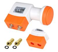 TechniSat Twin LNB digital ► 2 participantes ► Conexión directa universal Phoenix CE UHD Full HD HDTV TV 3D 4K + protección contra la intemperie en set con 2 conectores F dorados gratis