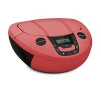 TechniSat Viola CD-1 - Boombox estéreo portátil con CD y asa de transporte | Radio CD infantil, sintonizador FM, recepción Bluetooth, 2 x 1 W RMS, alimentación por red o pilas, rojo