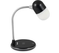 TechniSat VIOLA - Lámpara de mesa LED con transmisión de audio Bluetooth y carga inalámbrica para smartphones (altavoz mono de 3 W, tres colores de luz, regulable, cuello flexible), color negro