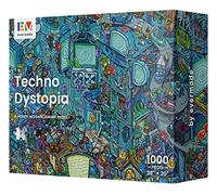 Techno Dystopia by Evermade - Rompecabezas misterioso con mensaje oculto para adultos, 1000 piezas, arte enmarcado bellamente detallado de 20 x 28 pulgadas