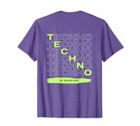 Techno is Passion Rave EDM Hardtechno Party Emotions Tekkno Camiseta, Hombre, Morado Jaspeado, XL
