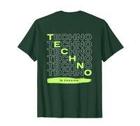 Techno is Passion Rave EDM Hardtechno Party Emotions Tekkno Camiseta, Hombre, Verde Bosque, XL