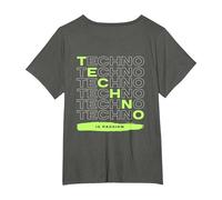 Techno is Passion Rave EDM Hardtechno Party Emotions Tekkno Camiseta, Mujer Tallas Grandes, Asfalto, 3XL Grande