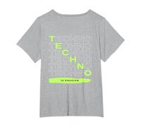 Techno is Passion Rave EDM Hardtechno Party Emotions Tekkno Camiseta, Mujer Tallas Grandes, Gris Jaspeado, 2XL Grande