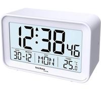 techno line WT497 - Reloj Despertador Digital con Temperatura Interior, Fecha, día de la Semana, Alarma y repetición, Color Blanco