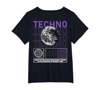 Techno Moon Raving Dark Techno Rave Hardtechno Camiseta, Mujer Tallas Grandes, Negro, 3XL Grande