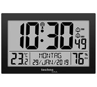 Technoline 8016 WS8016 - Reloj de Pared con indicador de Temperatura (plástico, 225 x 143 x 24 mm, 225 x 24 x 143 mm), Color Negro