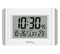 Technoline WS8002 WS8002-Reloj de Pared Digital de Cuarzo, Plata, Blanco y Plateado, 215 x 150 x 28mm
