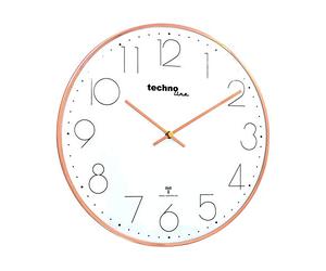 Technoline - Reloj de Pared Moderno con Tapa de Cristal abovedada y Esfera Muy Clara, 40 x 2,5 cm, Color Oro Rosa