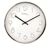 Technoline WT 7210 - Reloj de Pared Moderno con Marco de Metal Elegante, Cromo, Metal, Plateado, 30 x 4,5 x 30 cm