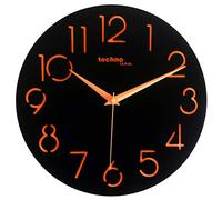 Technoline WT 7230 - Reloj de Pared de Cuarzo (29 cm), Color Negro y Naranja