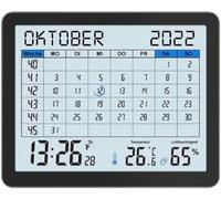 WT2600 - Calendario de mesa, indicador de temperatura, indicador de humedad, indicador mín./máximo, 17 x 14 cm, color negro