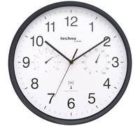 Technoline - Reloj de Pared con Radio, Color Negro, 30 cm, Zona horaria Europea