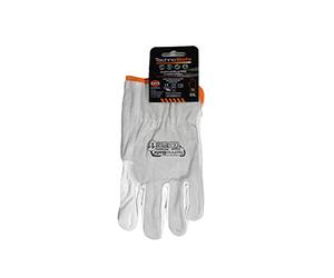 Technosafe gfc1002wh09 C Guantes de piel flor vacuno y Serraje Con Puente, Gris/Blanco, 9, juego de 2 piezas