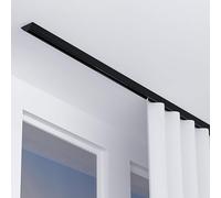 Techo corredizo, sistema de aluminio montado en el techo, divisor de habitación de riel recto extralargo, barra de 2 mm de grosor para vivir (tamaño: 3,5 m, color: negro)