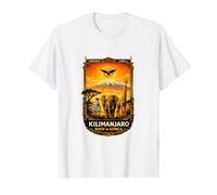 Techo de África Kilimanjaro Tanzania Naturaleza y Vida Silvestre Camiseta gráfica económica, Hombre, Blanco, M