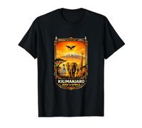 Techo de África Kilimanjaro Tanzania Naturaleza y Vida Silvestre Camiseta gráfica económica, Hombre, Negro, L