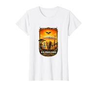 Techo de África Kilimanjaro Tanzania Naturaleza y Vida Silvestre Camiseta gráfica económica, Mujer, Blanco, XL