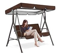 Techo De Repuesto para Columpio,Cubierta de Reemplazo Impermeable Techo Solar para Balancín de Jardín 2-3 Plazas,Funda de Repuesto para toldo de Techo(Brown,164*114*15cm)