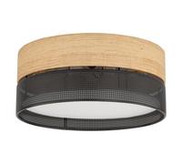TK Lighting Nicol plafón, negro, aspecto madera, Ø 50 cm, 4 x E27