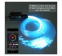 Techo Estrellado Coche 1 LED 6W RGBW Fibra óptica Star Sky Kit de techo Light 200pcs / 300pcs 400pcs * 0.7 5mm 2m Con smartphone App Controlador Bluetooth(0.75mm 200pcs 2m)