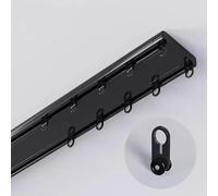 Techo for cortinas pesadas, visillos - Rieles dobles for cortinas de montaje superior con clips - 4 8 12 16 20 24 28 32 pies de largo de metal unido(Black,17ft/5.1m)