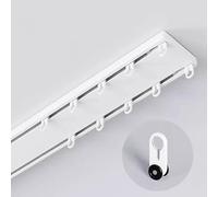 Techo for cortinas pesadas, visillos - Rieles dobles for cortinas de montaje superior con clips - 4 8 12 16 20 24 28 32 pies de largo de metal unido(White,17ft/5.1m)
