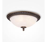 Techo Metal Cristal E27 Ø 37CM en Bronce Antiguo Blanco Deckenleuchte Comedor
