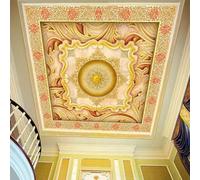 Techo papel pintado 3D mural floral de mármol de estilo europeo salón techo techo revestimiento decorativo de pared de arte