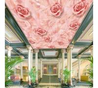 Techo papel pintado 3D mural romántico de rosa rosa salón techo arte en el techo revestimiento de pared