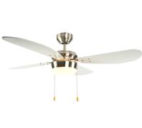 Techo Ventilador Con Luz Classic Níquel Mate Blanco 105CM Techo Silenciioso