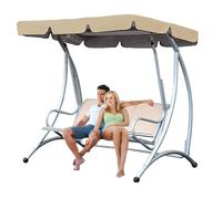 Techo y Asiento de Repuesto para Columpio de Jardín Universal, Fundas para Columpio Exterior, Toldo Recambio Balancín, Accesorios de Jardinería, Protección y(Size:56x47x7inch/142x120x18cm,Color:Beige)