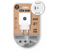 Techonetech cargador de pared pd 65w con 1 puerto usb-c + 1 puerto usb