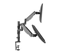 TechOrbits Son dos brazos de monitor C abrazadera en el escritorio del monitor vertical completa de movimiento giratorio Articulación de resortes de gas Universal Fit para 17 "32" 180 grados de rotación de montaje VESA monitor dual