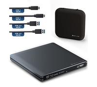 techPulse120 - Grabador Externo USB 3.1 Type-C (UHD BLU-Ray, CD DVD de Aluminio, para Ordenador, Windows macOS Deluxe Paket, Color Gris