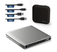 techPulse120 Grabadora de 4K UHD BLU-Ray Externa USB 3.1 USB-C Reproductor Aluminio Plateado