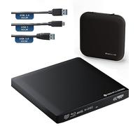 TechPulse120 USB 3.0 Tipo-C Brenner - Externo de CD DVD de aluminio para ordenador portátil UHD Blu-Ray Brenner USB xDeluxe Paket, color negro