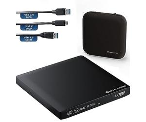 TechPulse120 USB 3.0 Tipo-C Brenner - Externo de CD DVD de aluminio para ordenador portátil UHD Blu-Ray Brenner USB xDeluxe Paket, color negro