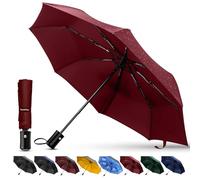 TechRise Paraguas, Paraguas a prueba de tormentas con apertura y cierre automáticos, paraguas de bolsillo portátil y plegable para hombres, mujeres y niños, rojo oscuro
