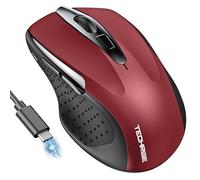 TechRise Ratón Bluetooth, Ratón Ergonómico, Ratón Inalámbrico Recargable(BT5.0/3.0 & 2.4G), Ratón Portátil USB, 4800 dpi Mouse Silencioso de 8 Botones, Compatible con Laptop, Mac, Notebook (Rojo)