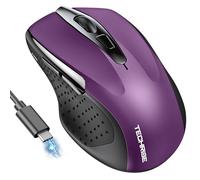 TechRise Ratón Bluetooth, Ratón Ergonómico, Ratón Inalámbrico Recargable(BT5.0/3.0 & 2.4G), Ratón Portátil USB, 4800 dpi Mouse Silencioso de 8 Botones, Compatible con Laptop, Mac, Notebook (Púrpura)