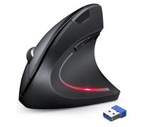 TechRise Raton ergonomico inalambrico 2.4G, Raton Vertical 4800 dpi 5 Niveles Ajustable, Óptico con Luces Indicadoras, Silencioso, para Laptop, Desktop, PC, Macbook (Negro)