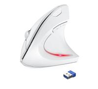 TechRise Ratón Vertical, 4800 dpi 5 Niveles Ajustable, Ratón Ergonomico Inalámbrico 2.4G Óptico Mouse con Luces Indicadoras, Ratón Inalámbrico Silencioso, para Laptop, Desktop, PC, Macbook, Blanco