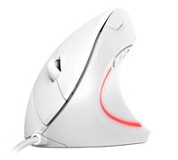TechRise Ratón Vertical, Ratón Ergonómico Silencioso 1000-6400 dpi con Cable USB de 1.5m, Protege el Brazo, 6 Botones, Iluminación LED, Sensor Óptico para PC, Ordenador, Portátil, Mac, Blanco