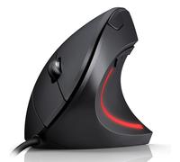 TechRise Ratón Vertical, Ratón Ergonómico Silencioso 1000-6400 dpi con Cable USB de 1.5m, Protege el Brazo, 6 Botones, Iluminación LED, Sensor Óptico para PC, Ordenador, Portátil, Mac, Negro