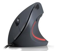 TechRise Ratón Vertical, Ratón Ergonómico Silencioso 1000-6400 dpi con Cable USB de 1.5m, Protege el Brazo, 6 Botones, Iluminación LED, Sensor Óptico para PC, Ordenador, Portátil, Mac, Gris
