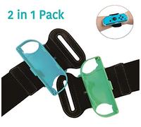 Techrum Wrist Bands Straps for Just Dance 2022 2021 2020 Nintendo Switch, Adjustable Elastic Bands for Joy-Cons Left and Right (Animal Crossing Blue and Green)