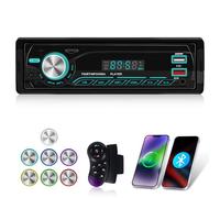 Techschermo Radio Coche 1 DIN - Radio Coche Bluetooth con Radio FM, Localización App, Memoria de Apagado, Asistente de Voz, Control del Volante, Entrada de Disco AUX/TF/USB + Soporte de Montaje
