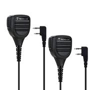 TechSide 2 Pin Kenwood Impermeable Hombro Altavoz Micrófono + 3.5 Jack + Clip Giratorio Radio bidireccional | Compatible TS-T9 + TI-F8 + Midland G10 G11V CT210 BaoFeng UV5RA UV-82 (2 Piezas)